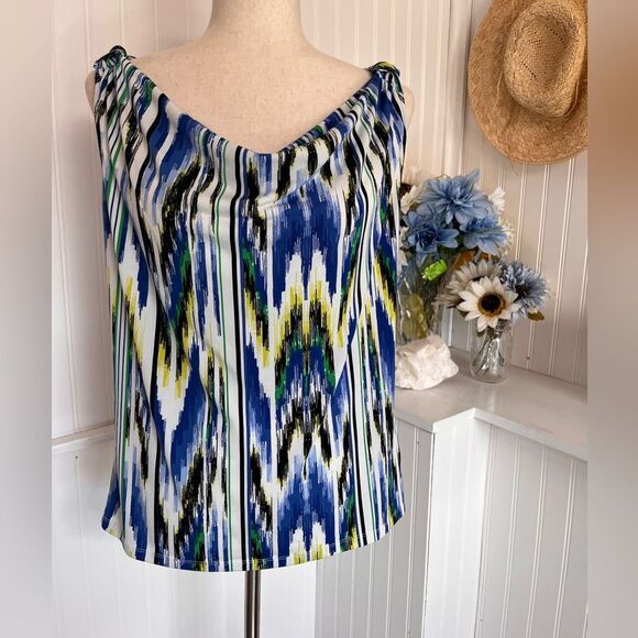 Multicolored Sleeveless Cowl Neck Top - Picture 1 of 8